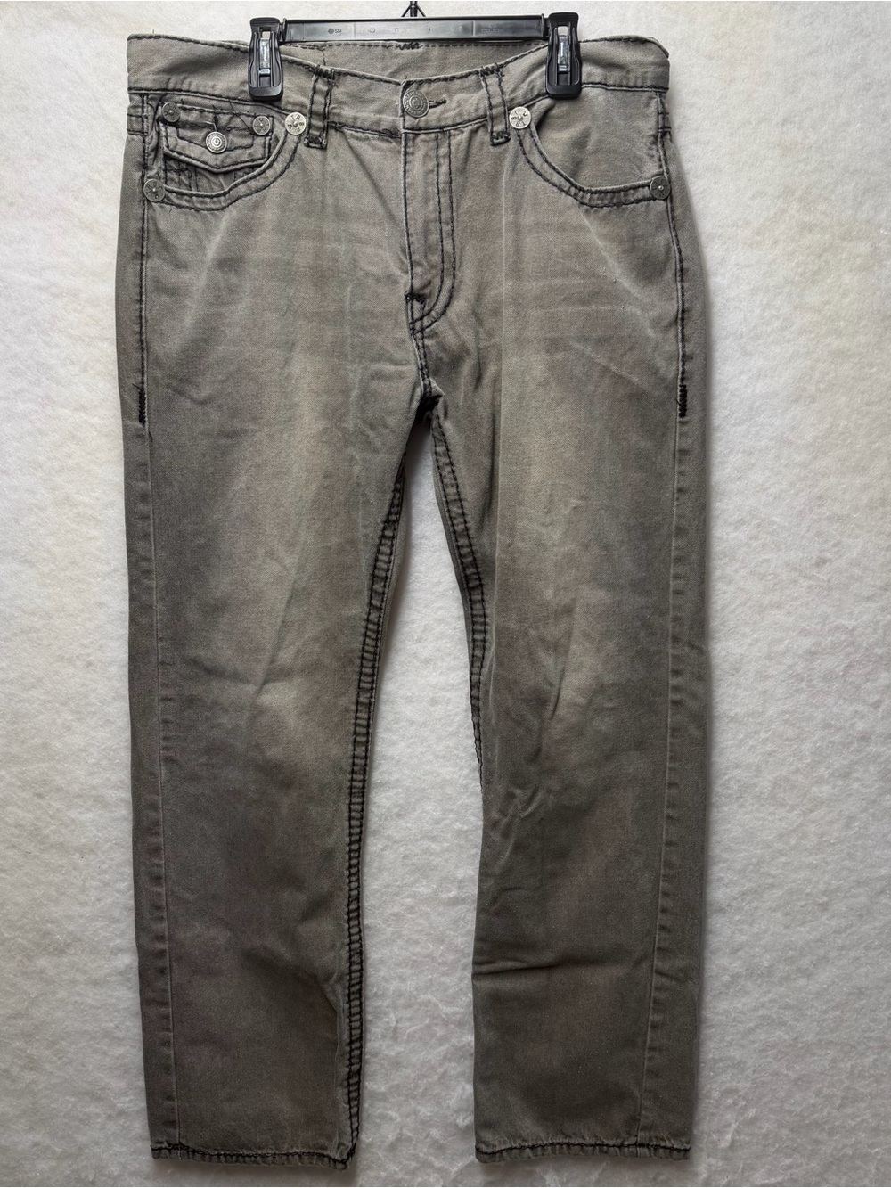 True Religion World Tour Mens Jeans Size 40 Gray Super T Stitch Made in USA